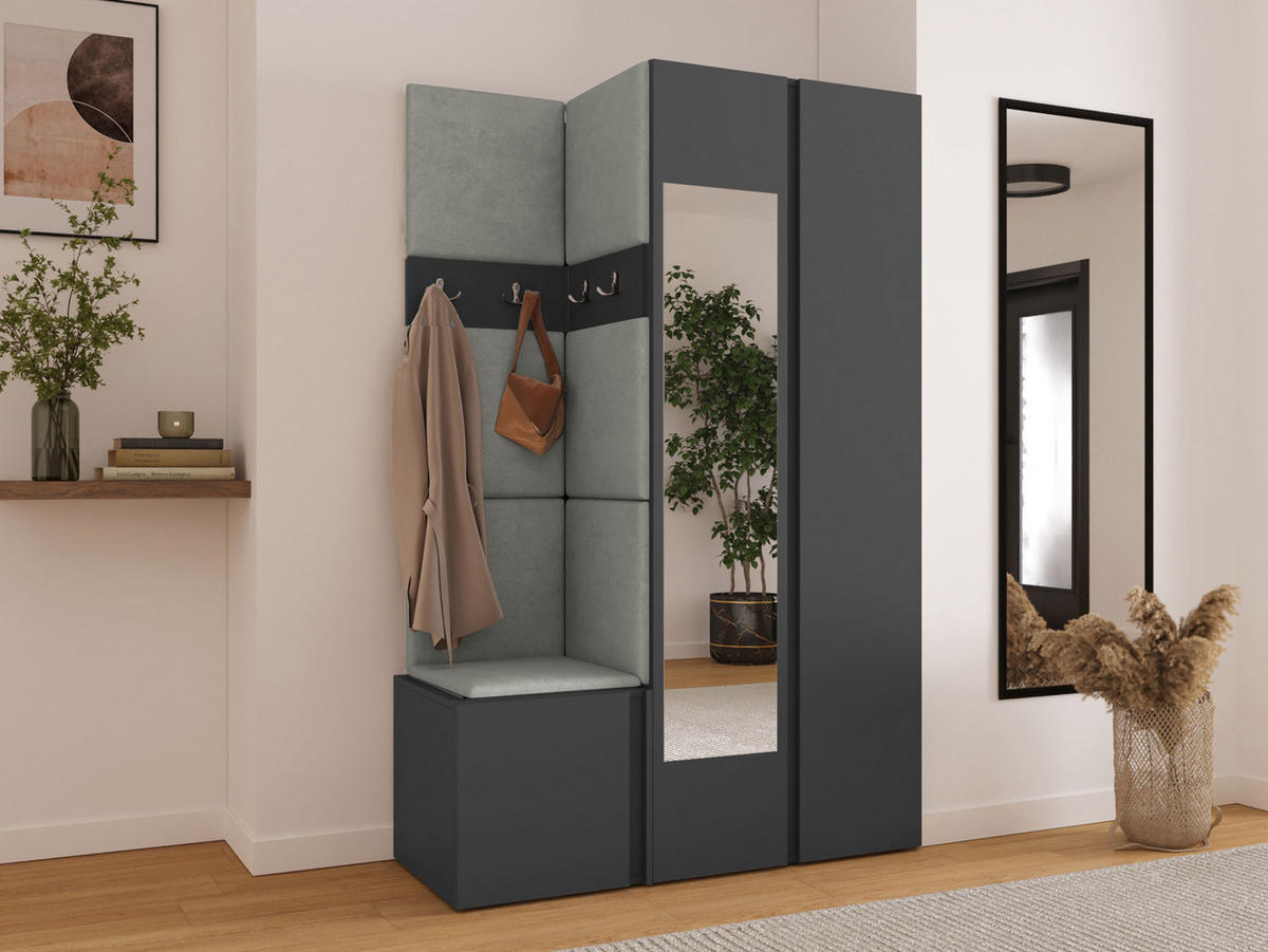 MOBILIER PENTRU HOL Orion XXVI - grafit/gri, material plastic/compozit lemnos (116/186/46cm) - MIRJAN24