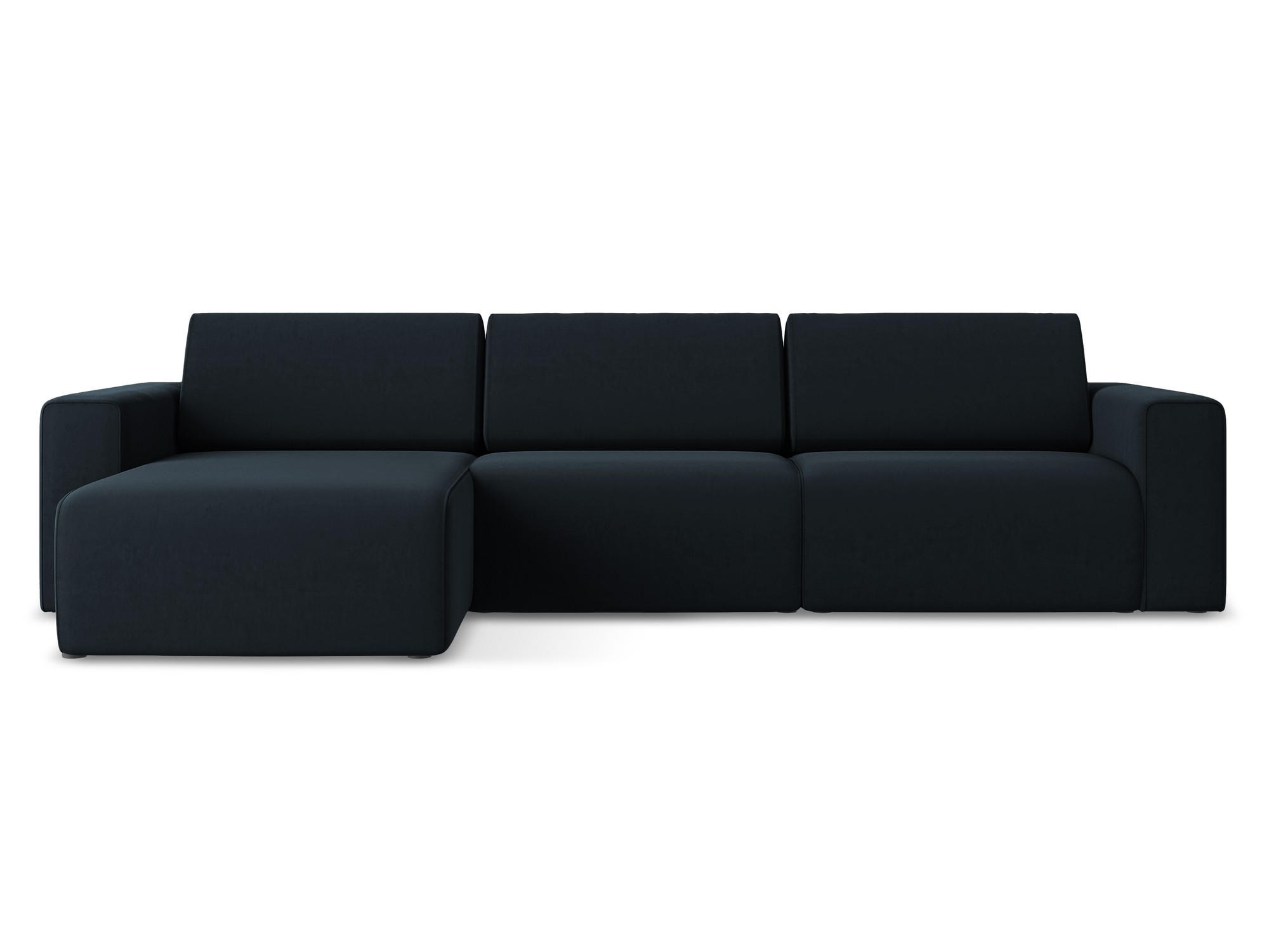 ECKSOFA Links Samt Stoff Blau - Blau/Schwarz, Kunststoff/Textil (167/314cm) - Makamii