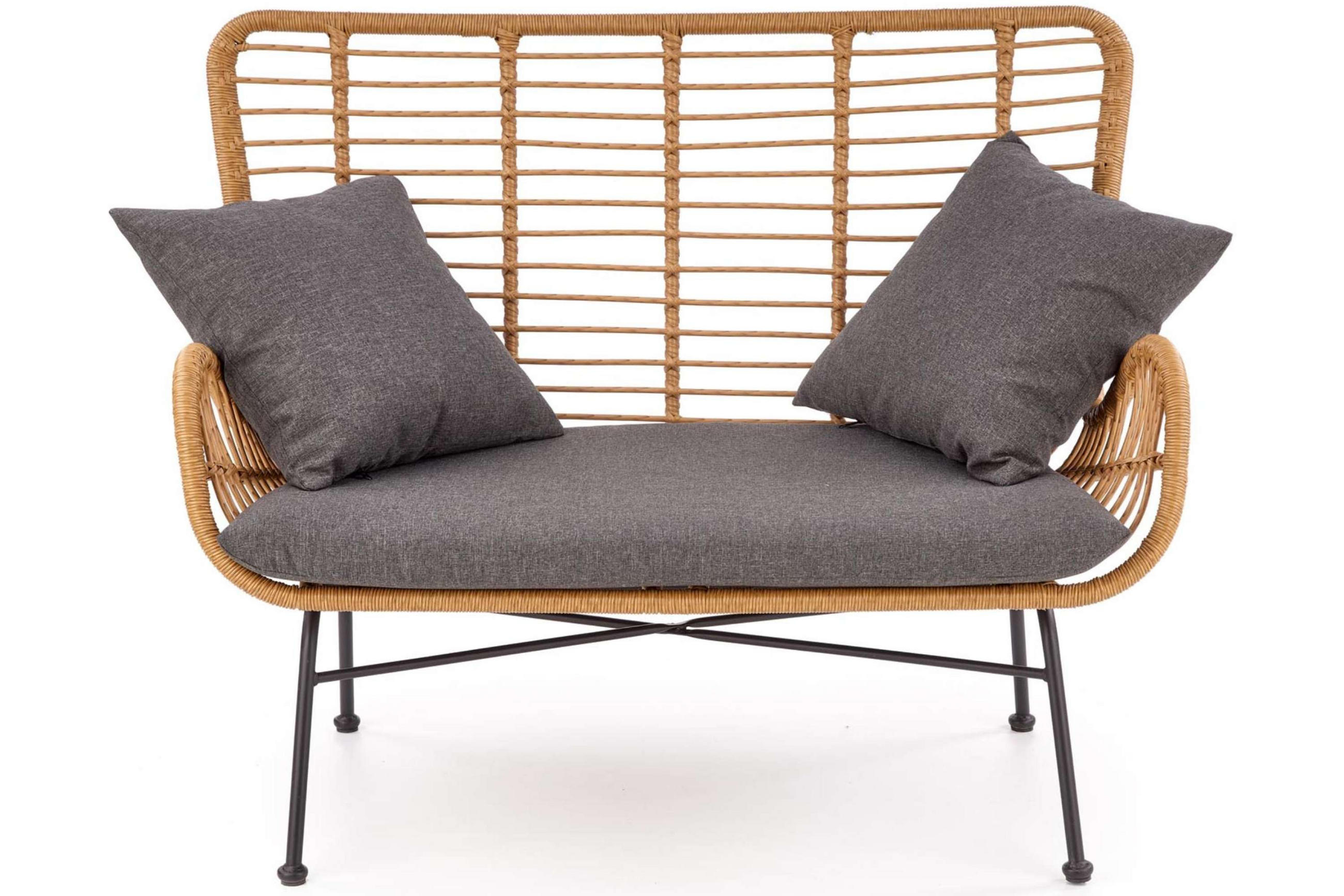 GARTENSOFA ABLA Boho, braun/grau - Braun/Grau, Kunststoff (96/70/120cm) - KONSIMO®