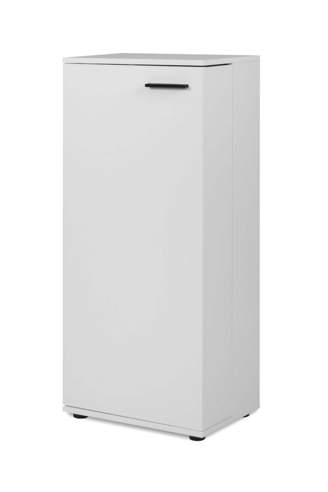 SCHUHSCHRANK weiß 50 cm, Schuhkommode aufklappbar für 12 Paar Schuhe - Silberfarben/Schwarz, Holzwerkstoff/Kunststoff (50/110/34cm) - Furn.Design