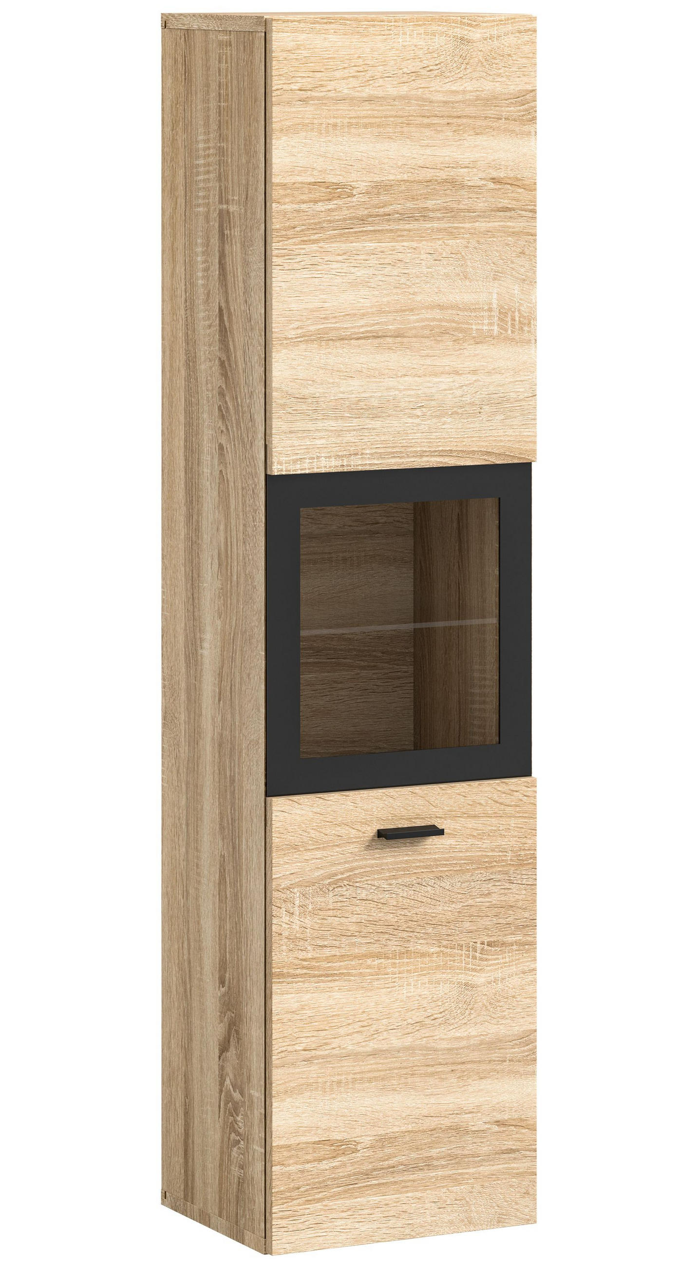 BADSCHRANK Boston/Tampa Bad in Eiche Sonoma Nachbildung und schwarz B/H/T: 30x125x29 cm - Sonoma Eiche, Holzwerkstoff (30/125/29cm)