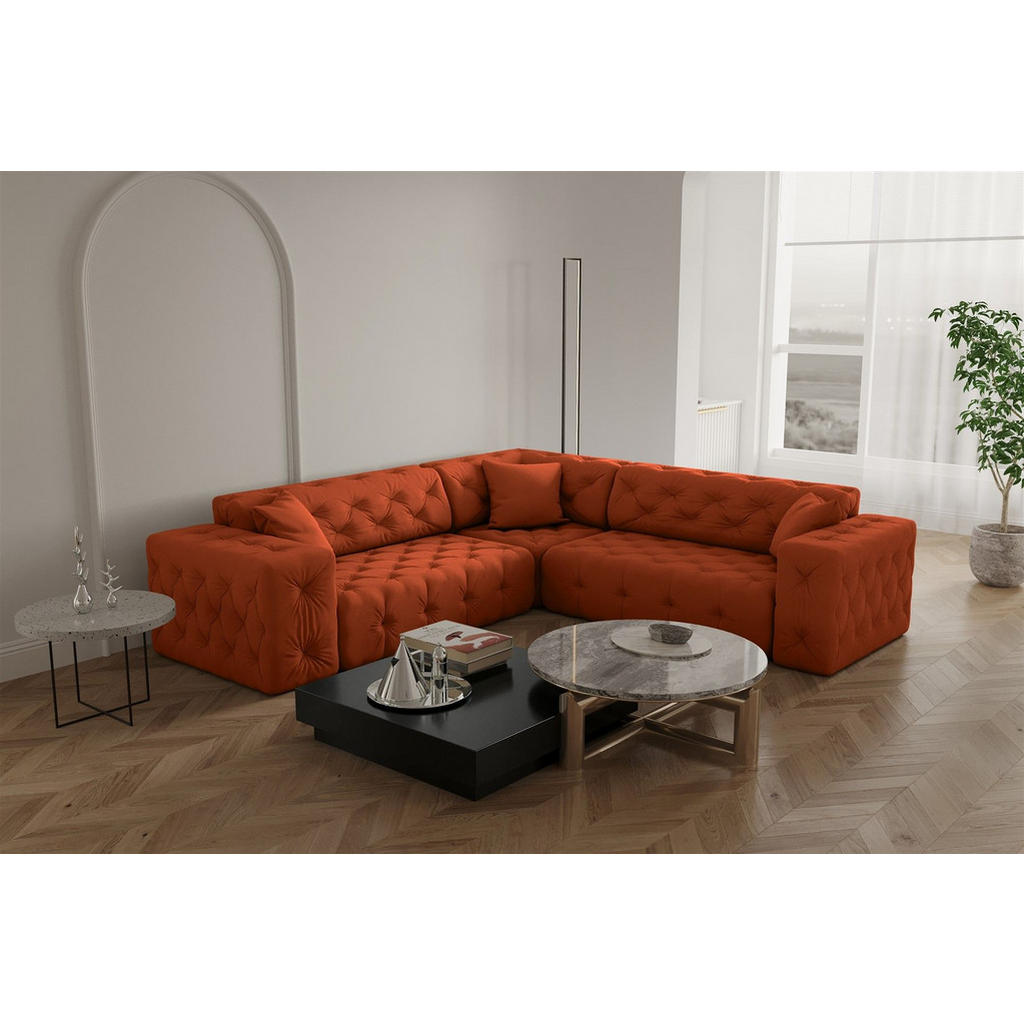 Thumbnail - Fun Möbel Ecksofa, Orange, Textil, U-Form, 246x246 cm, Wohnzimmer, Sofas & Couches, Wohnlandschaften, Ecksofas