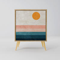 SIDEBOARD TWO HALVES, Eichefarben, 57,5x42x75,5 cm, Goldfarbene Metallfüße - Eichefarben/Goldfarben, Holzwerkstoff/Metall (57.5/75.5/42cm) - SpaceRebels