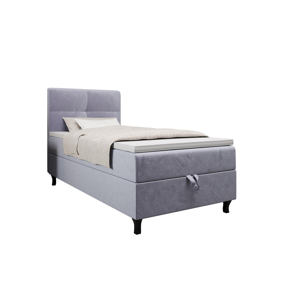 BOXBETT LIMBA mit Matratze H3 und Topper 80x200 Monolith 70 - Hellblau, Holz/Textil (80/200cm) - Bedante