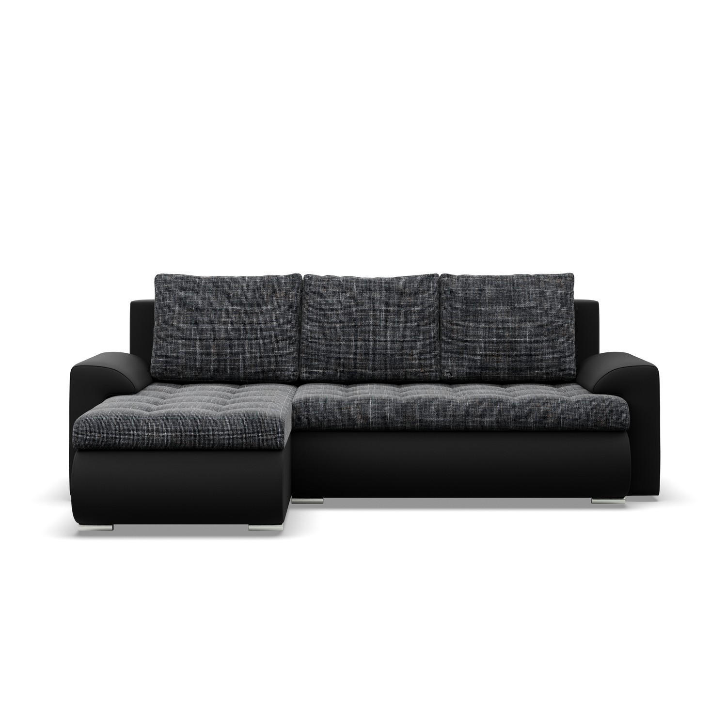 ECKSOFA LINKS MIT SCHLAFFUNKTION FORESTA, Schwarz + Schwarz - Schwarz, Textil (230/159cm) - Mebligo