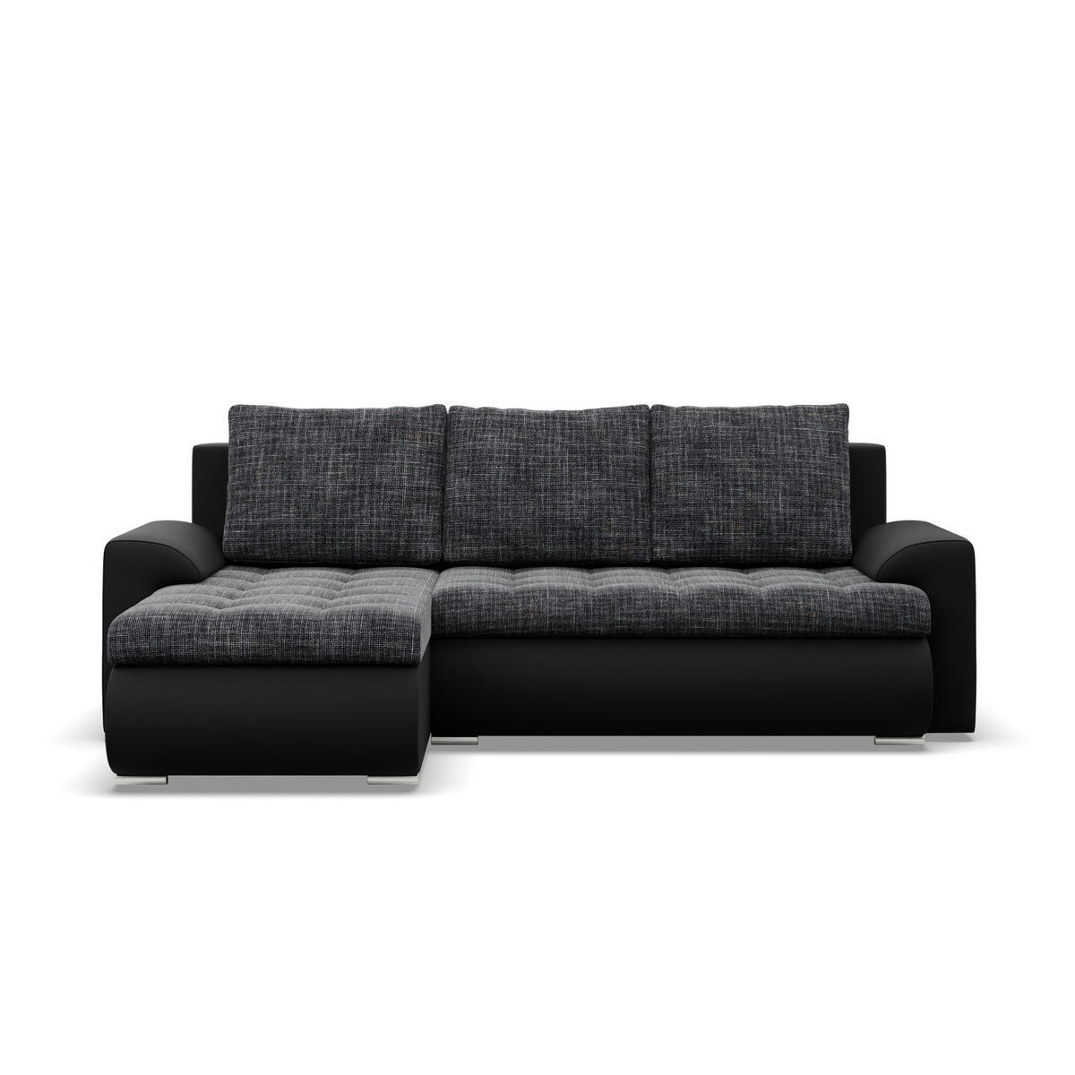 ECKSOFA LINKS MIT SCHLAFFUNKTION FORESTA, Schwarz + Schwarz - Schwarz, Textil (230/159cm) - Mebligo