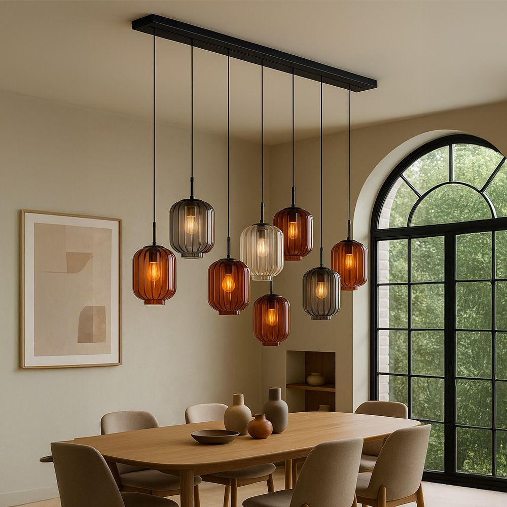 HÄNGELEUCHTE Velo 8-flammig Rauch Ø 20cm - Anthrazit/Weiß, Glas (20/20/20cm) - s.luce