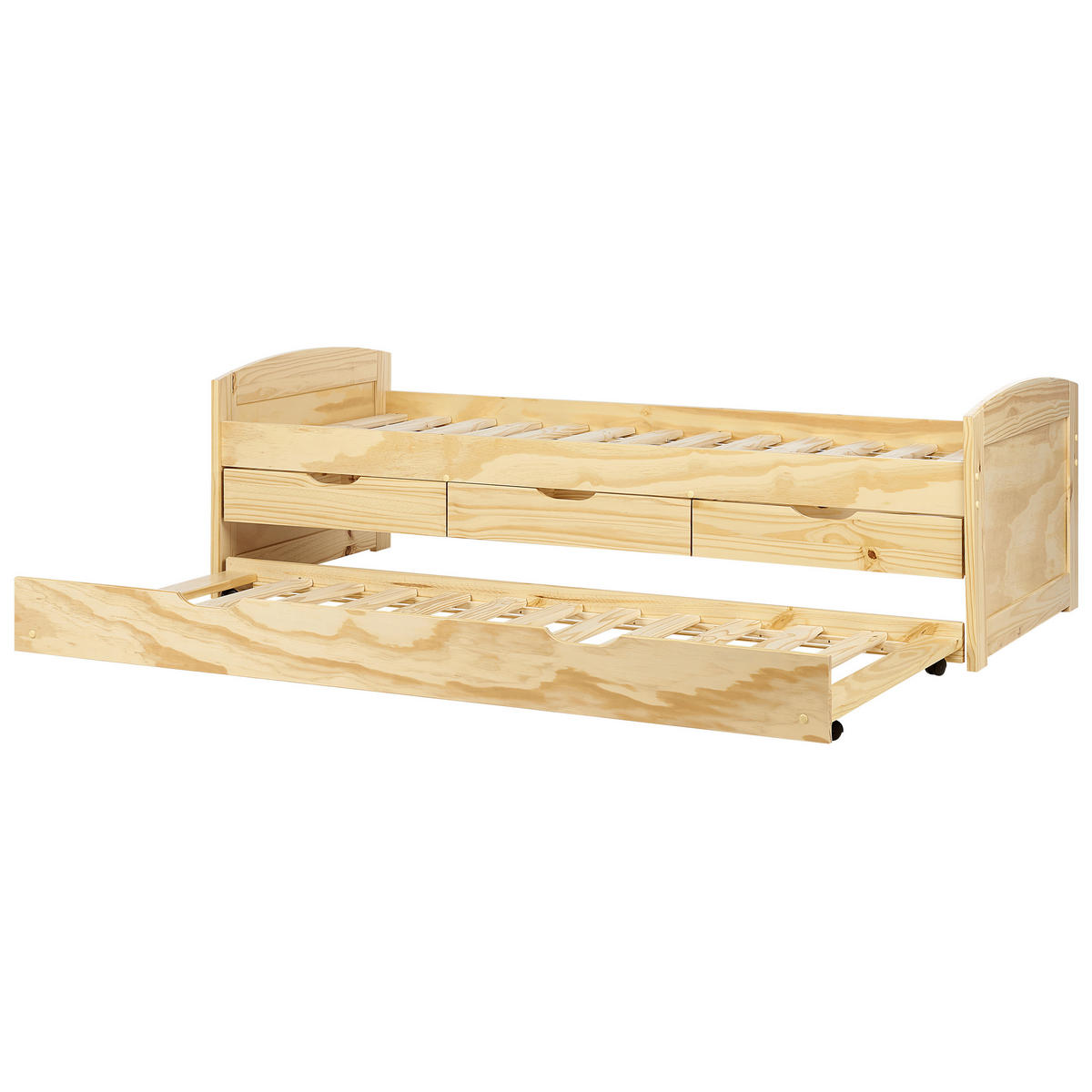 AUSZIEHBETT 90x200 cm Heller Holzfarbton Petiville - Hellbraun, Holz (90/200cm) - Beliani