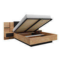 BETT mit Bettkasten - 2 Personen - Stoff, Holz, Platte - Anthrazitgrau, Naturfarben Hell - - Anthrazit/Naturfarben, Holz/Holzwerkstoff (160/200cm) - Vente-Unique
