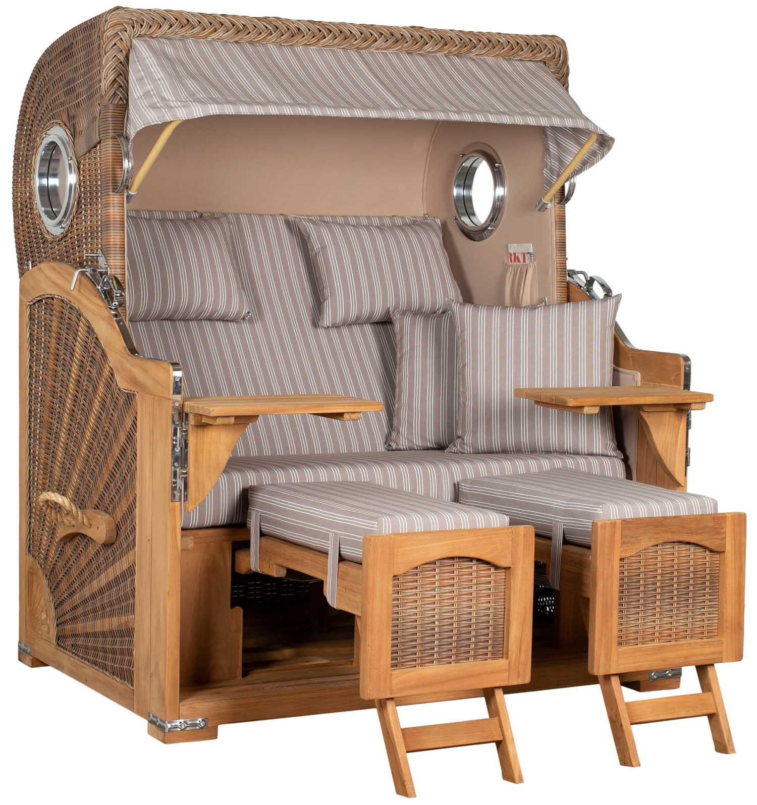 STRANDKORB XXL Düne Grande Teak Banana - Braun/Grau, Metall (142/170/95cm) - Mr. Deko