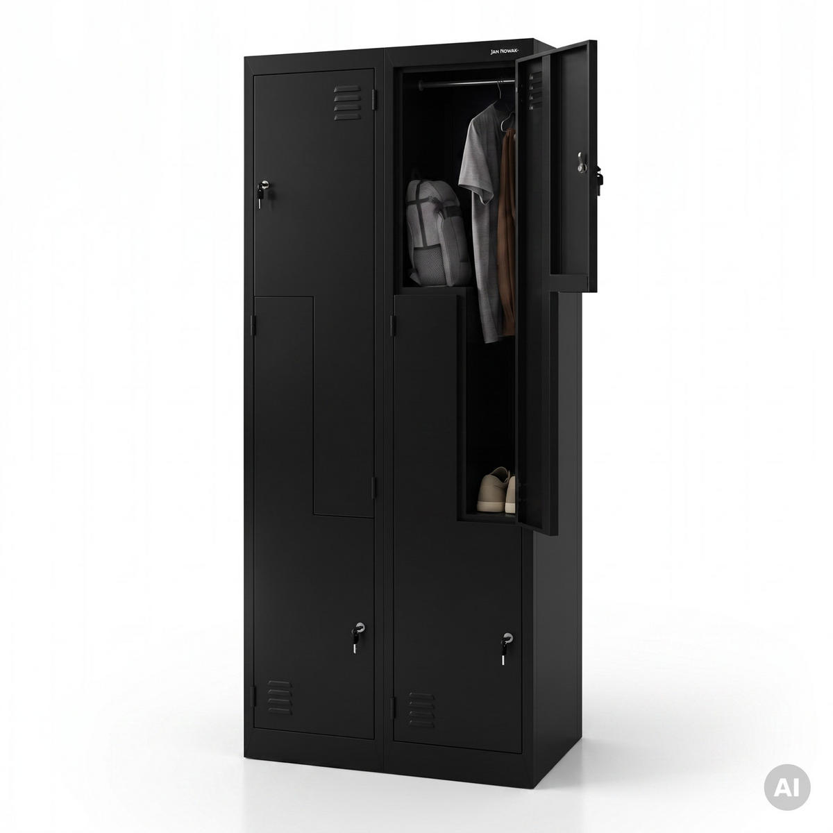 KLEIDERSCHRANK L-Form JULIA 185x80x45 cm - Schwarz, Metall (80/185/45cm) - Jan Nowak