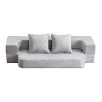 2-SITZER SCHLAFSOFA Stoff Hellgrau mit Kissen - Hellgrau, Textil (190/48/104cm) - WISHDOR