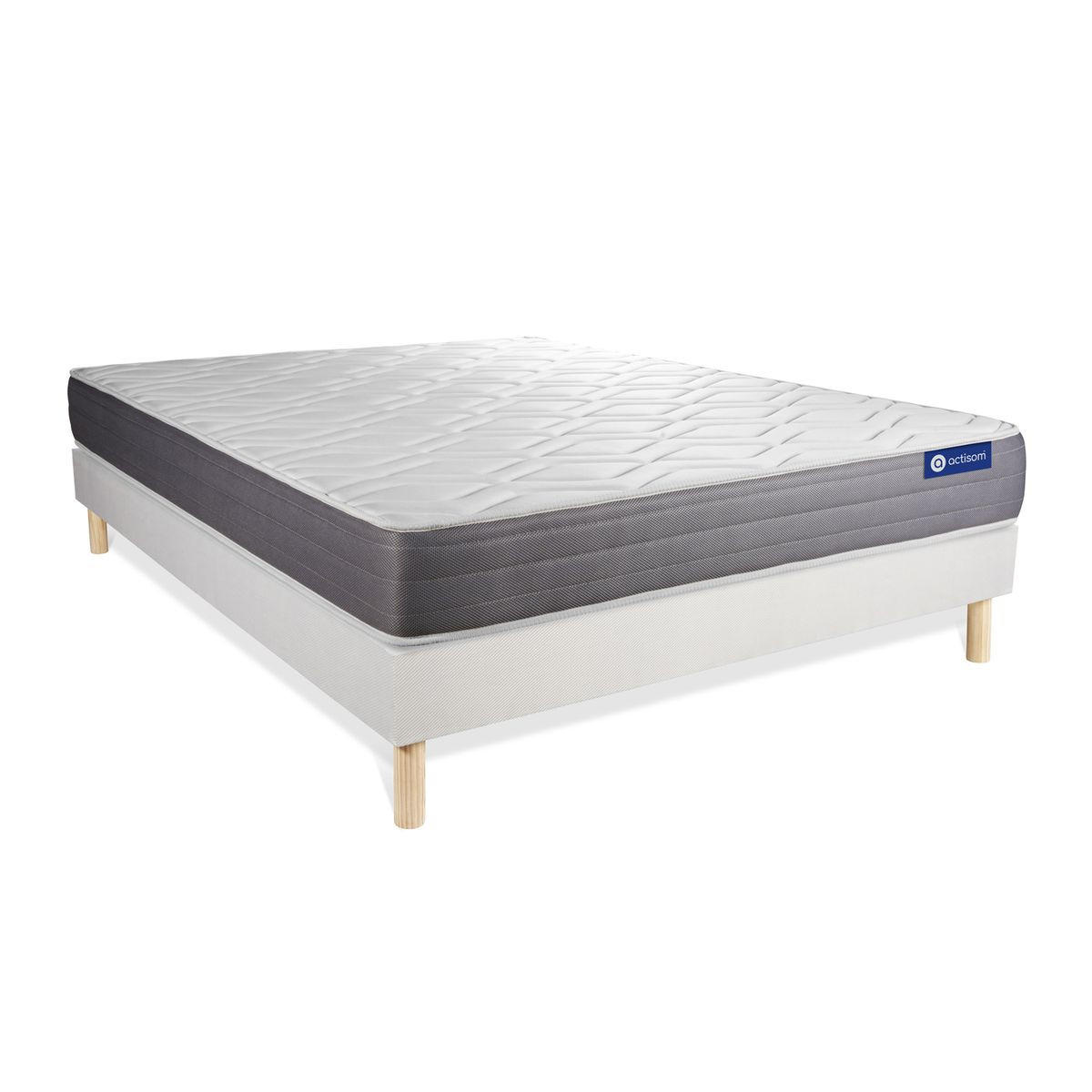 BETT Actimemo dream Memory-Schaum 140 x 200 cm h2 - Kit Bettgestell Weiß - Beige/Weiß, Karton/Holz (140/200cm) - ACTISOM