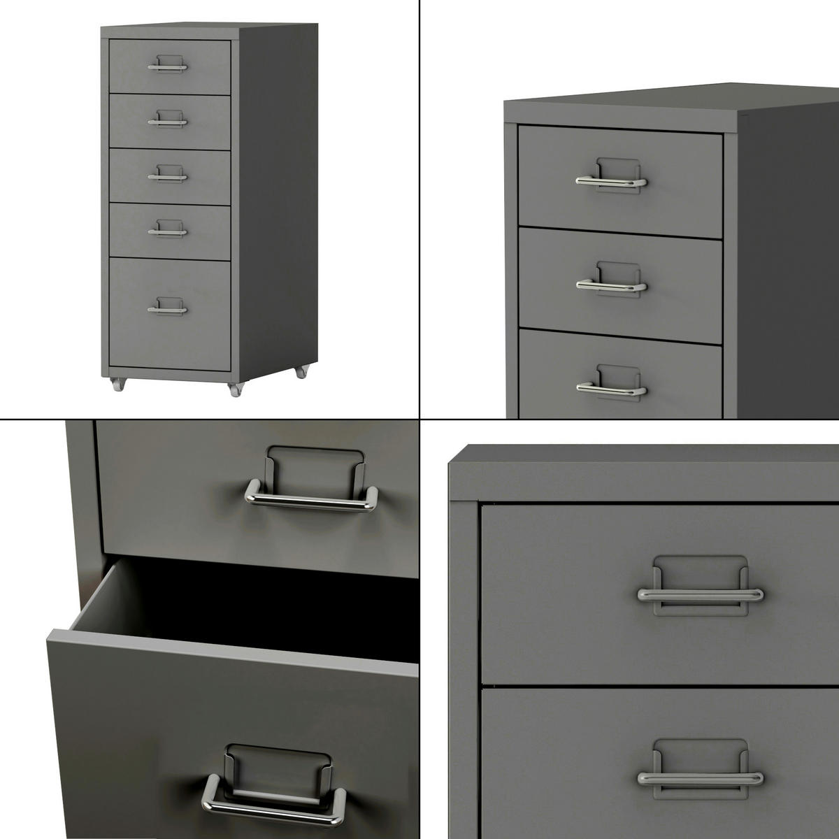 ROLLCONTAINER Kökar - Grau, Metall (28/69/41cm) - [en.casa]