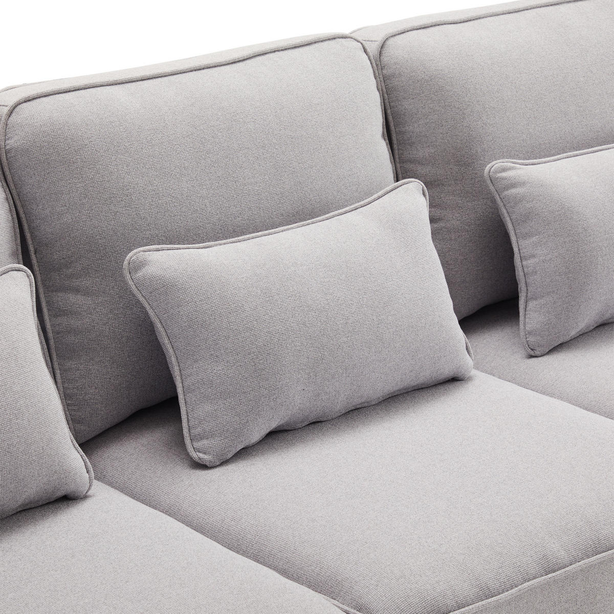 4-SITZER SOFA Leinen Grau mit Armlehnentaschen und 4 Kissen - Hellgrau, Holzwerkstoff/Kunststoff (264/87/83cm) - WISHDOR