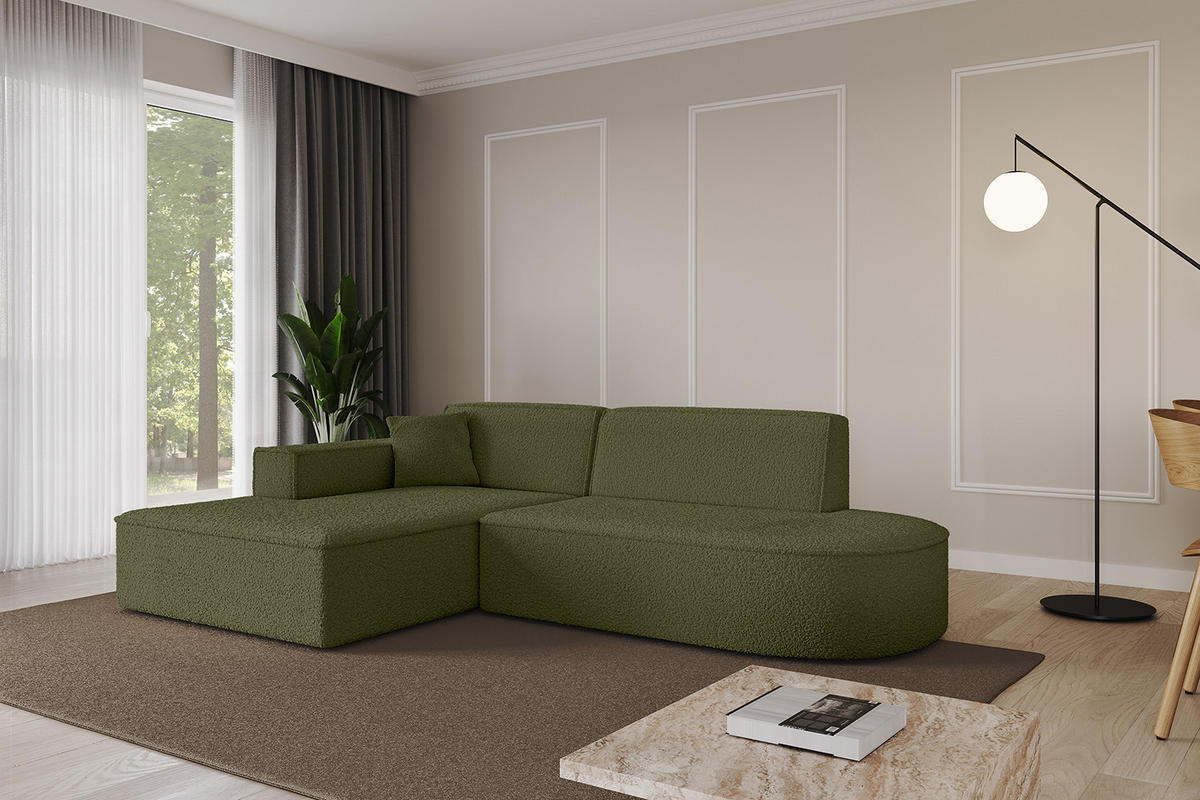 ECKSOFA Ottomane Links IREA-L1-v4 - 233x165x72,5 cm Grün - Grün, Holzwerkstoff/Textil (233/165cm) - ALTDECOR