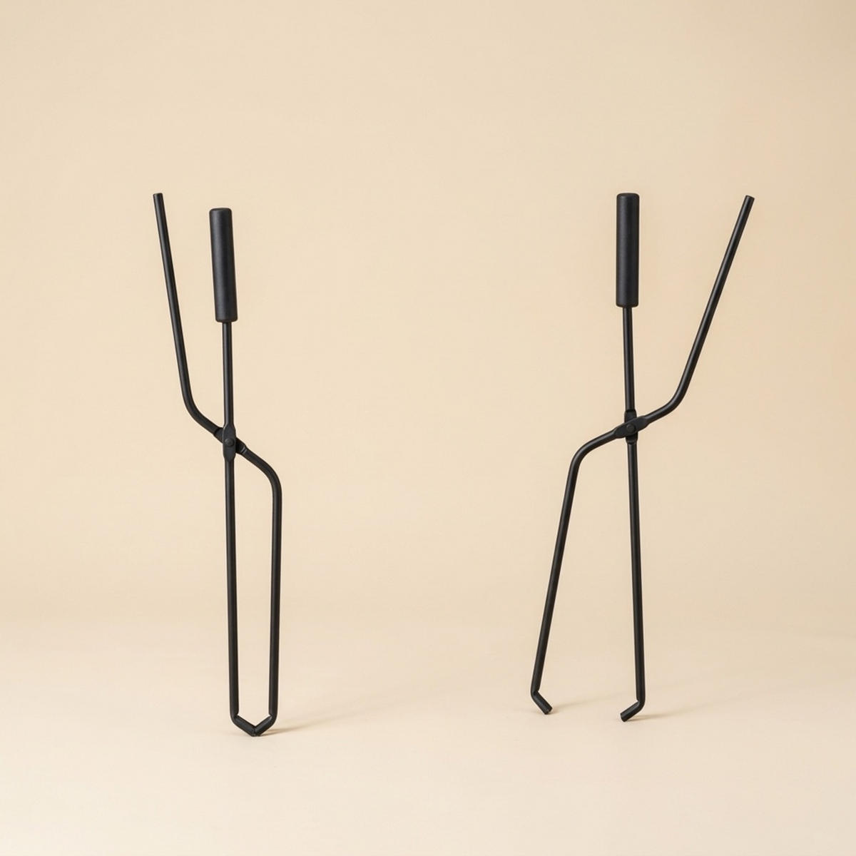 KAMINBESTECK Schwarz 5-tlg.-Set mit Ständer Stahl - Schwarz, Metall (22.5/60/16cm) - Relaxdays