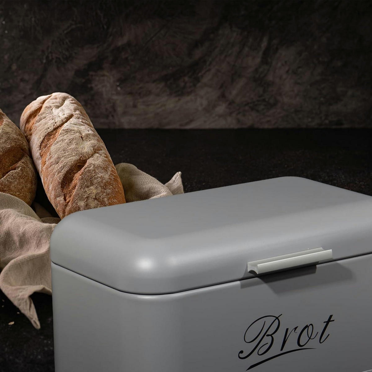 BROTKASTEN Grau 31 cm - Grau, Metall (19/16/31cm)