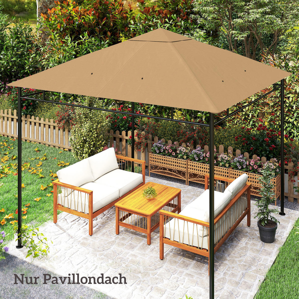 PAVILLONDACH, Sonnenschutz, Beige - Beige, Kunststoff (298/1/298cm) - Outsunny