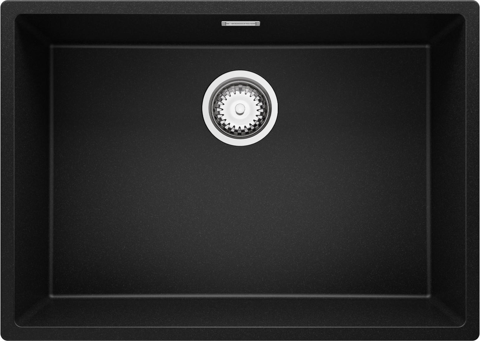 UNTERBAUSPÜLE GRANIT London, 2-er set Schwarz 66/47 cm 1 Becken + Ablauf-Set ab 70er Unterschrank - Chromfarben/Schwarz, Kunststoff (66/20/47cm) - Primagran