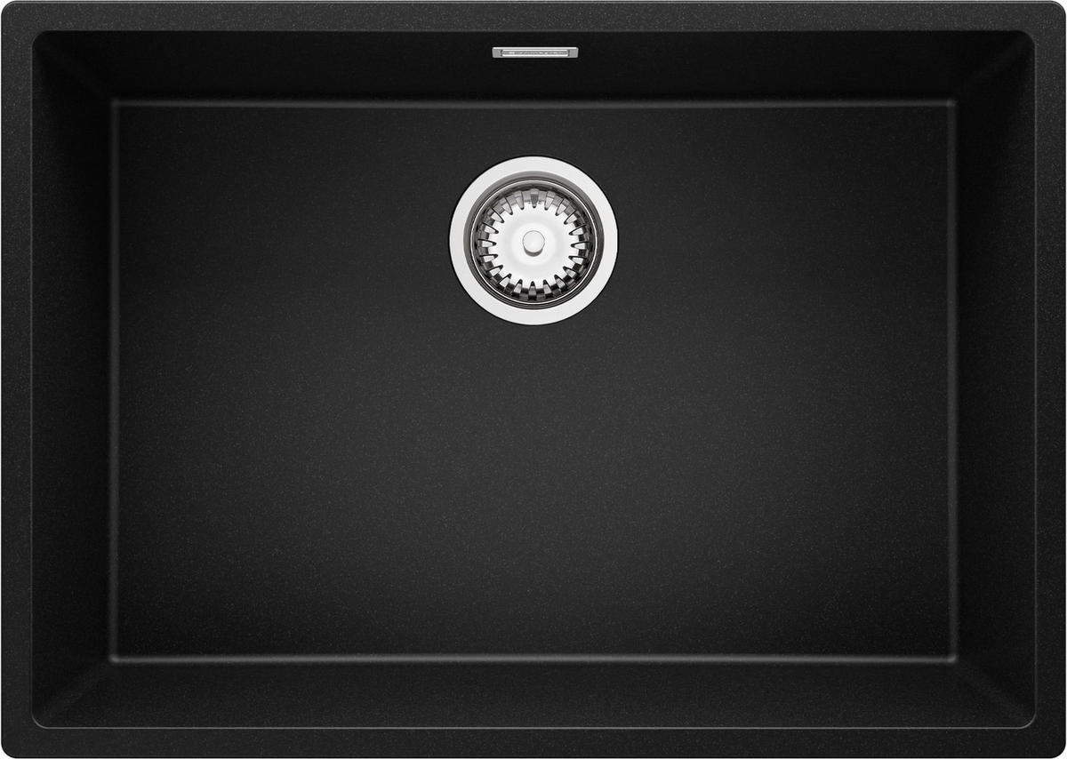 UNTERBAUSPÜLE GRANIT London, 2-er set Schwarz 66/47 cm 1 Becken + Ablauf-Set ab 70er Unterschrank - Chromfarben/Schwarz, Kunststoff (66/20/47cm) - Primagran
