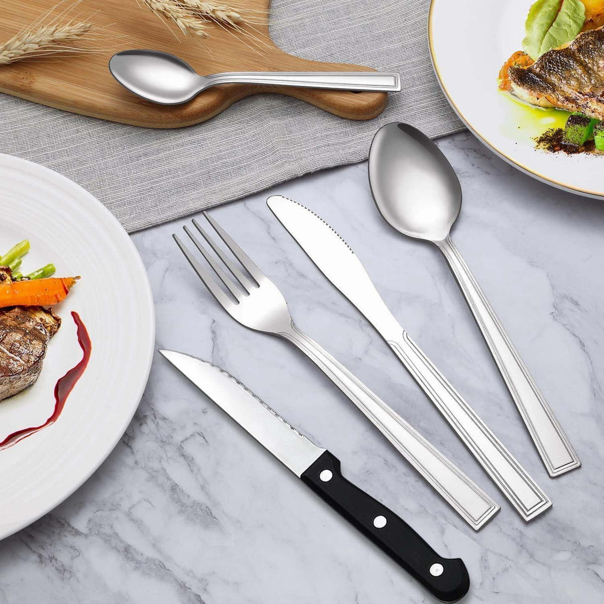 BESTECKSET 72-teilig für 12 Personen Edelstahl spülmaschinenfest silberfarben - Silberfarben, Metall