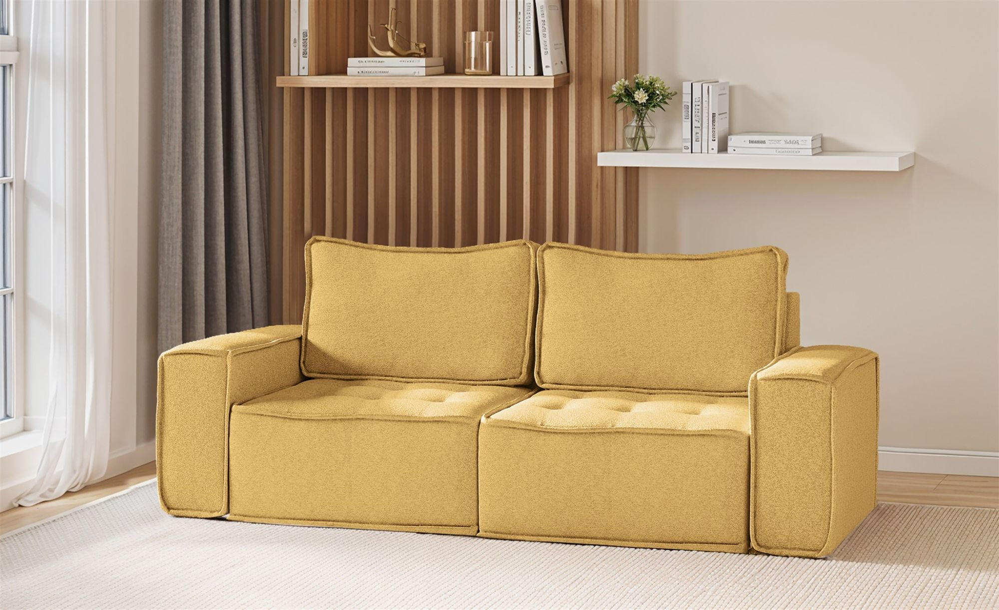 SOFA Sande In Raven - Gelb, Holzwerkstoff/Textil (212/85/90cm) - Fun Möbel
