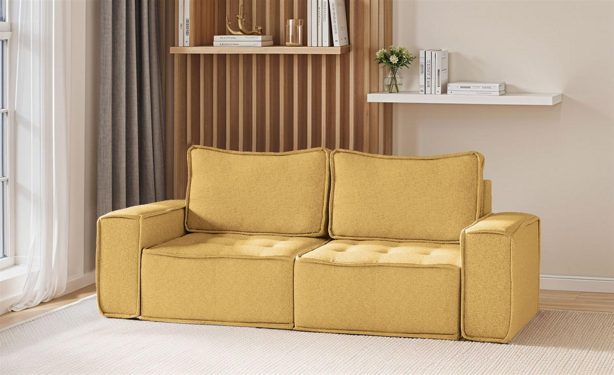 SOFA Sande In Raven - Gelb, Holzwerkstoff/Textil (212/85/90cm) - Fun Möbel