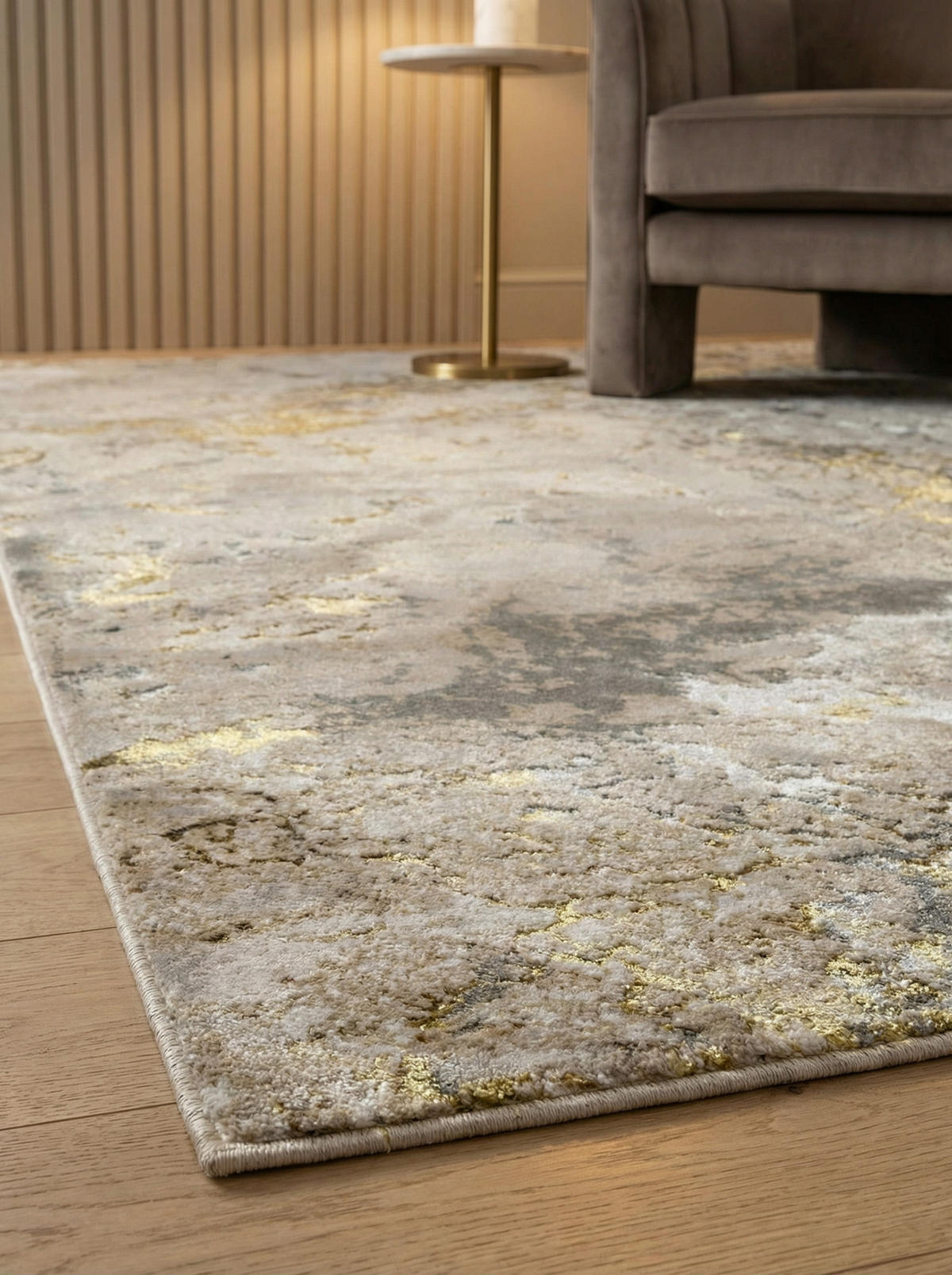 TEPPICH Hochglanz Metallic abstrakt Galaxie-Design pflegeleicht strapazierfähig COMO-Varenna, Gold 200x290 cm - Goldfarben, Textil (200/290cm) - KADIMA DESIGN