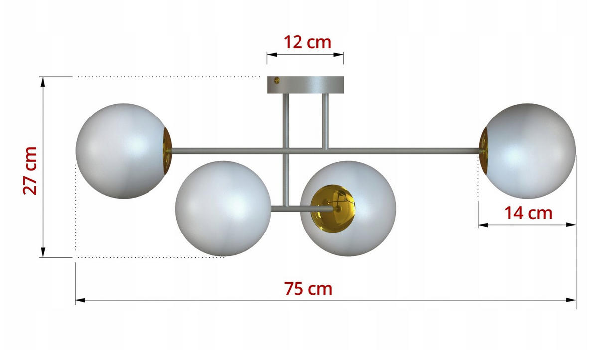 DECKENLEUCHTE ECRU II - Beige/Goldfarben, Glas/Metall (75/75/27cm) - kiki design