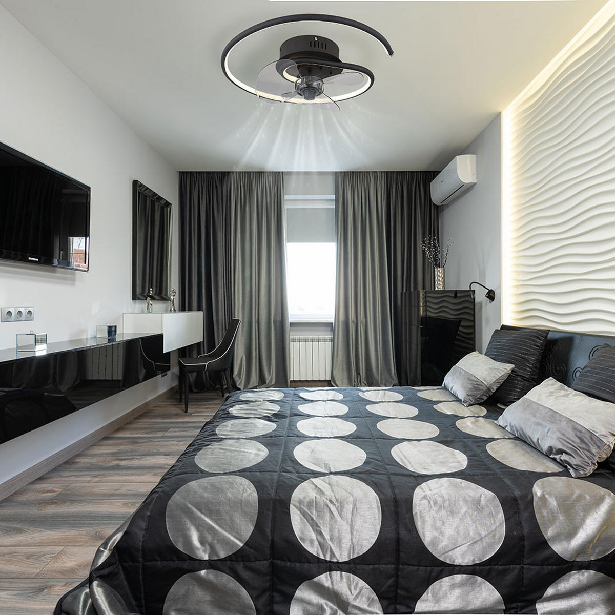 LED DECKENLEUCHTE Ventilator Metall Schwarz - Schwarz, Metall (45/45/13.9cm) - Globo Lighting