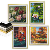 WANDBILDER 4er Set - 50x50 cm & 40x60 cm Goldrahmen - Herbstfarben Seerosenteich - Goldfarben, Kunststoff (50/50cm) - ArtPrintCave