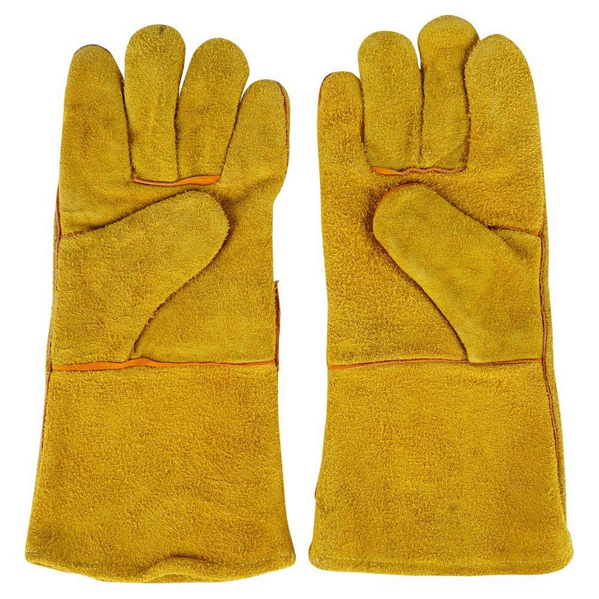 GRILLHANDSCHUHE Leder hitzebeständig 34 cm Gelb - Gelb, Leder (18/2/34cm) - Vaggan BBQ