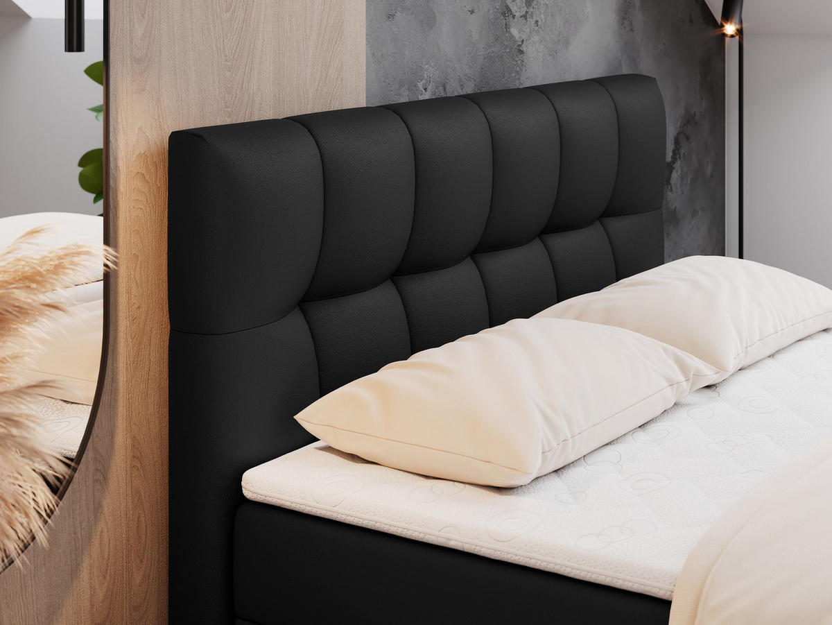 BOXBETT RICO 200/200 Schwarz Kunstleder - H3 - Schwarz, Holz/Textil (200/200cm) - MKS