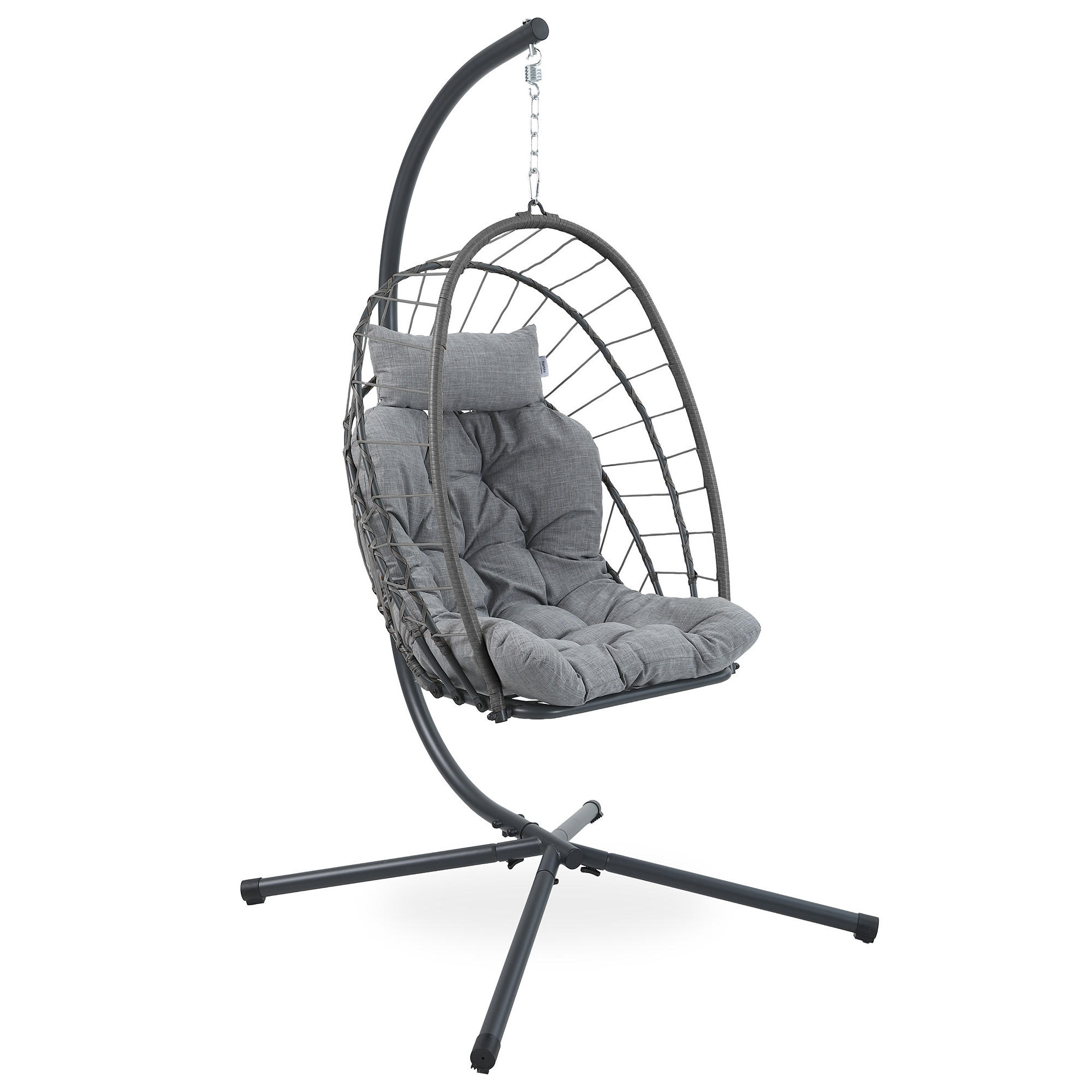 Beautysofa ZÁVĚSNÉ KŘESLO Mykonos se stabilním ocelovým rámem, 109 cm, šedé