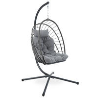 HÄNGESESSEL Mykonos mit stabiler Stahlrahmen, 109 cm, Grau - Grau, Metall (109/192/124cm) - Beautysofa