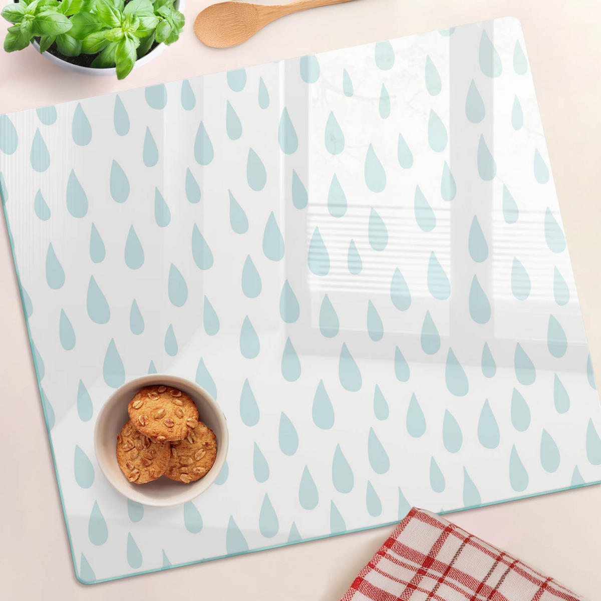 GLASPLATTE 60x52 cm Tröpfchen - Blau, Glas (60/0.4/52cm) - TULUP