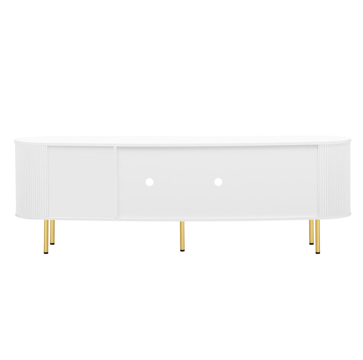 TV-LOWBOARD aus MDF 170x35x55 cm Weiß/Gold mit 4 Glastüren und Kabelführung - Weiß, Holzwerkstoff (170/55/35cm) - IVMEU