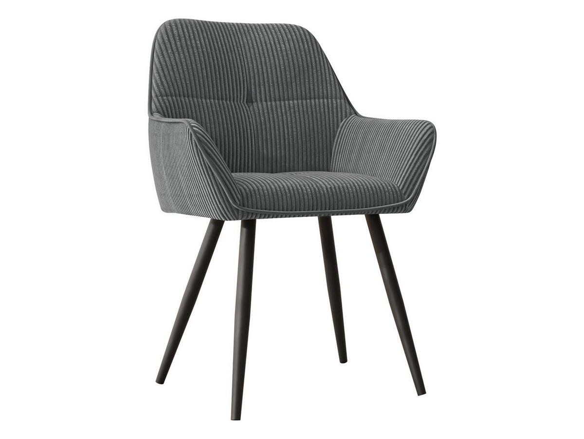 STUHL 2er-Set Archon (2 Stück) - Schwarz/Grau, Textil/Metall (64/86/61cm) - MIRJAN24
