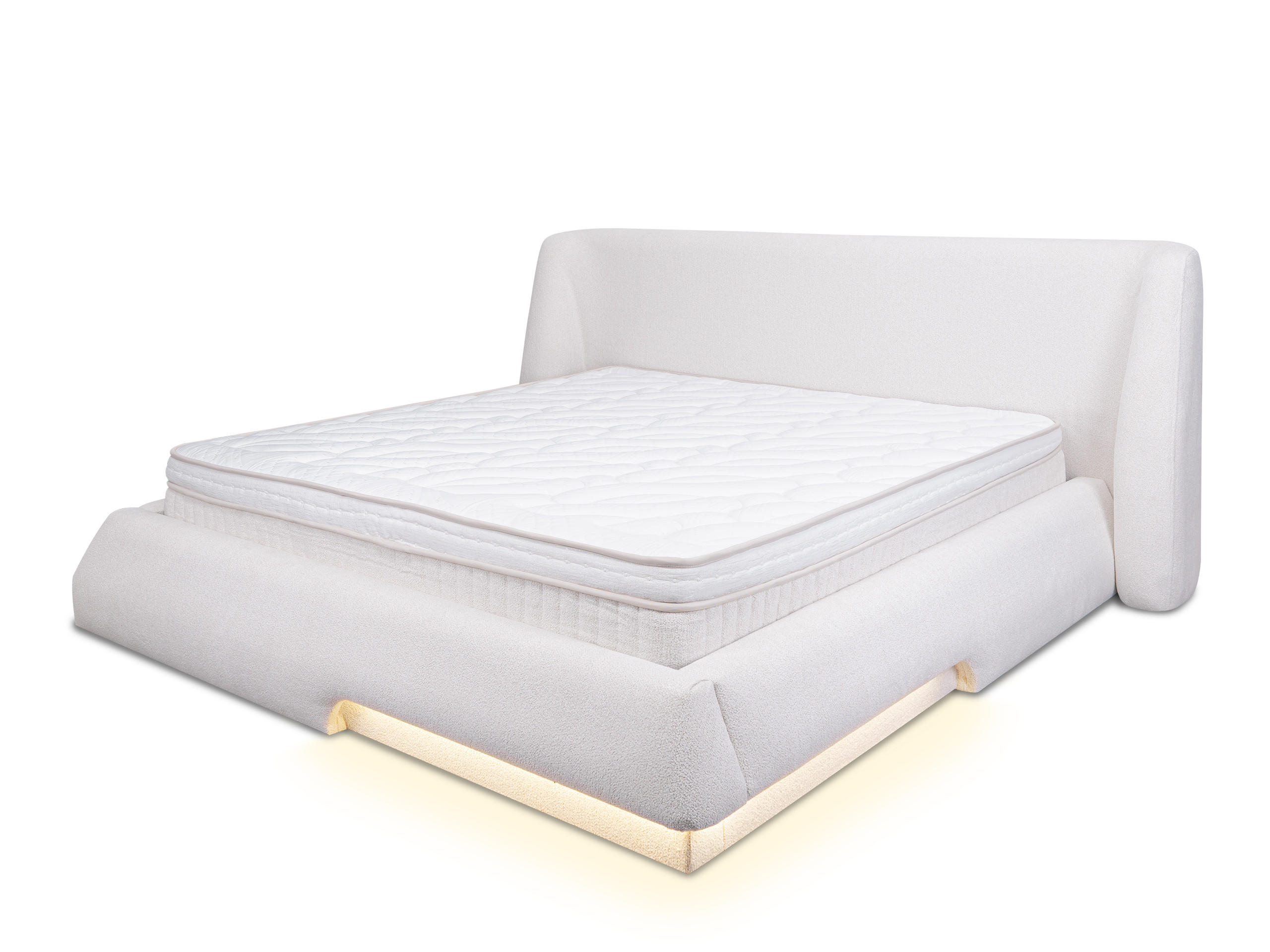 POLSTERBETT Moon Off-White 180/200 cm Boucle mit Bettkasten - Creme, Textil (180/200cm) - wonello