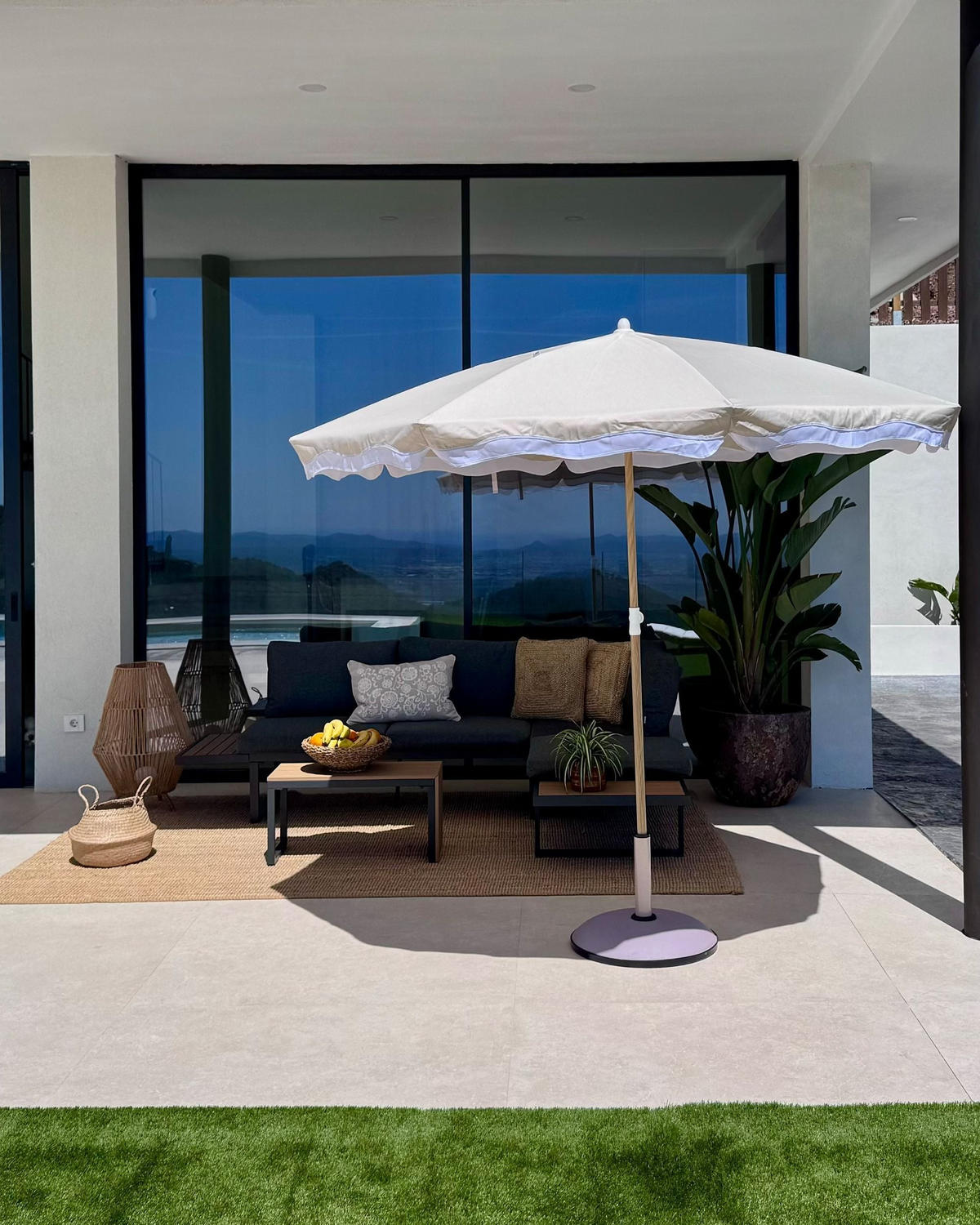 VELKÝ SLUNEČNÍK 232 cm Béžový Sestriere - bílá/hnědá, textil (232/232cm) - Beliani