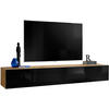 TV-HÄNGEBOARD LORETO, Wotan, Schwarz Hochglanz - Eiche Wotan/Schwarz, Holzwerkstoff (200/30/41.5cm) - Komodee