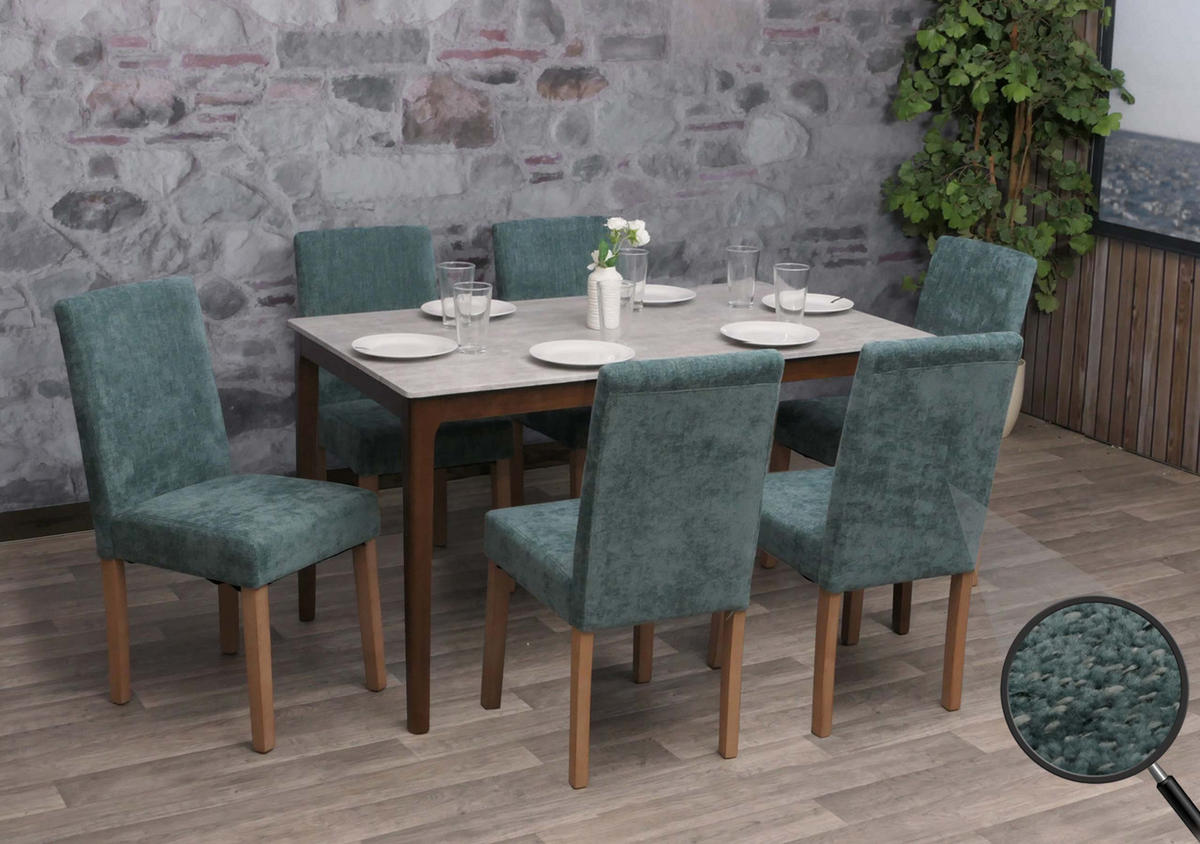 JÍDELNÍ ŽIDLE Zelená, sada 6 ks - zelená barva, textil (42/90/50cm) - MCW