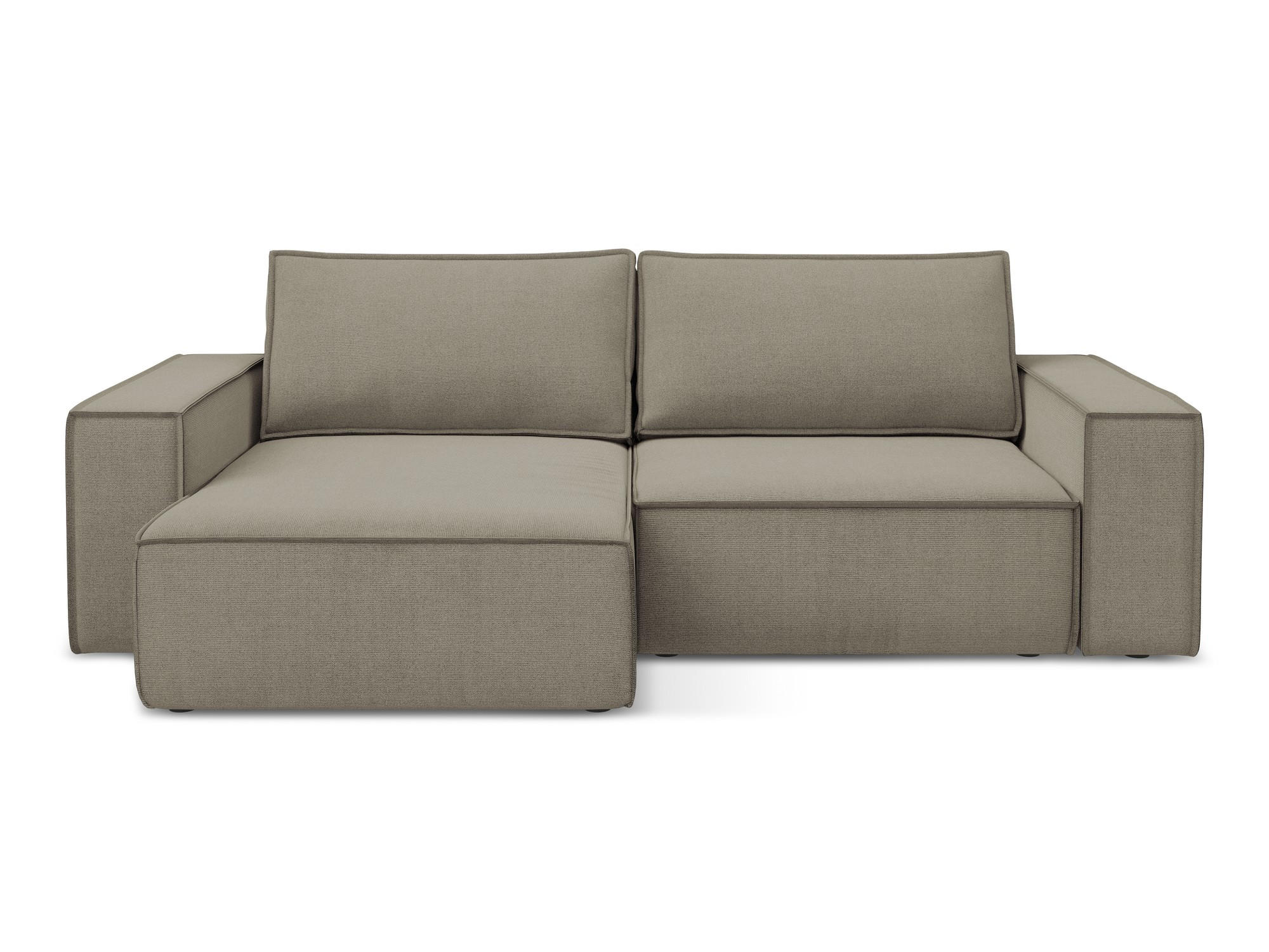 ECKSOFA mit Schlaffunktion Strukturstoff Stoff Beige - Beige/Schwarz, Kunststoff/Textil (148/257cm) - Makamii