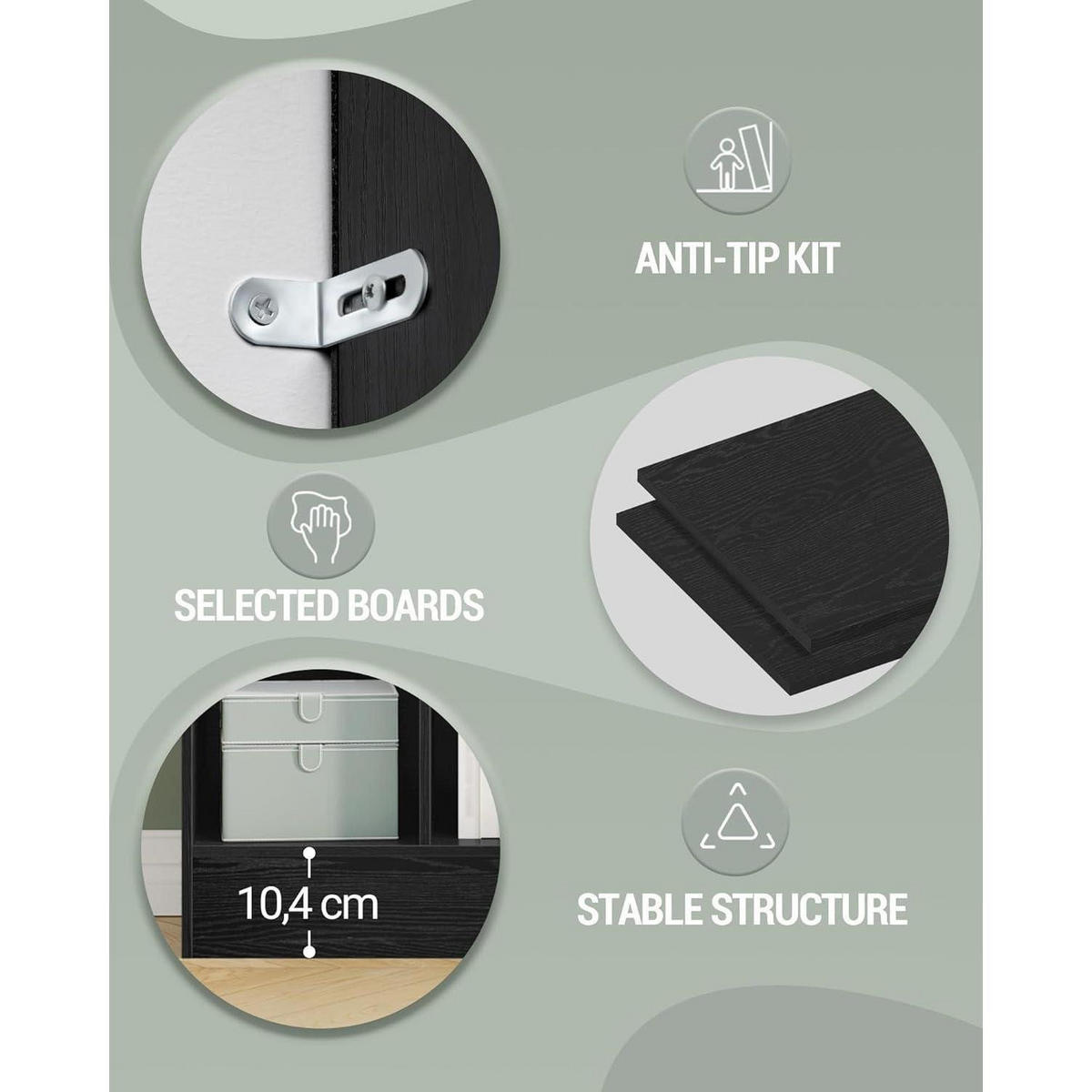 BÜCHERREGAL Standregal 6 Fach Schwarz 80 x 170 cm - Schwarz, Holzwerkstoff (80/170/24cm)