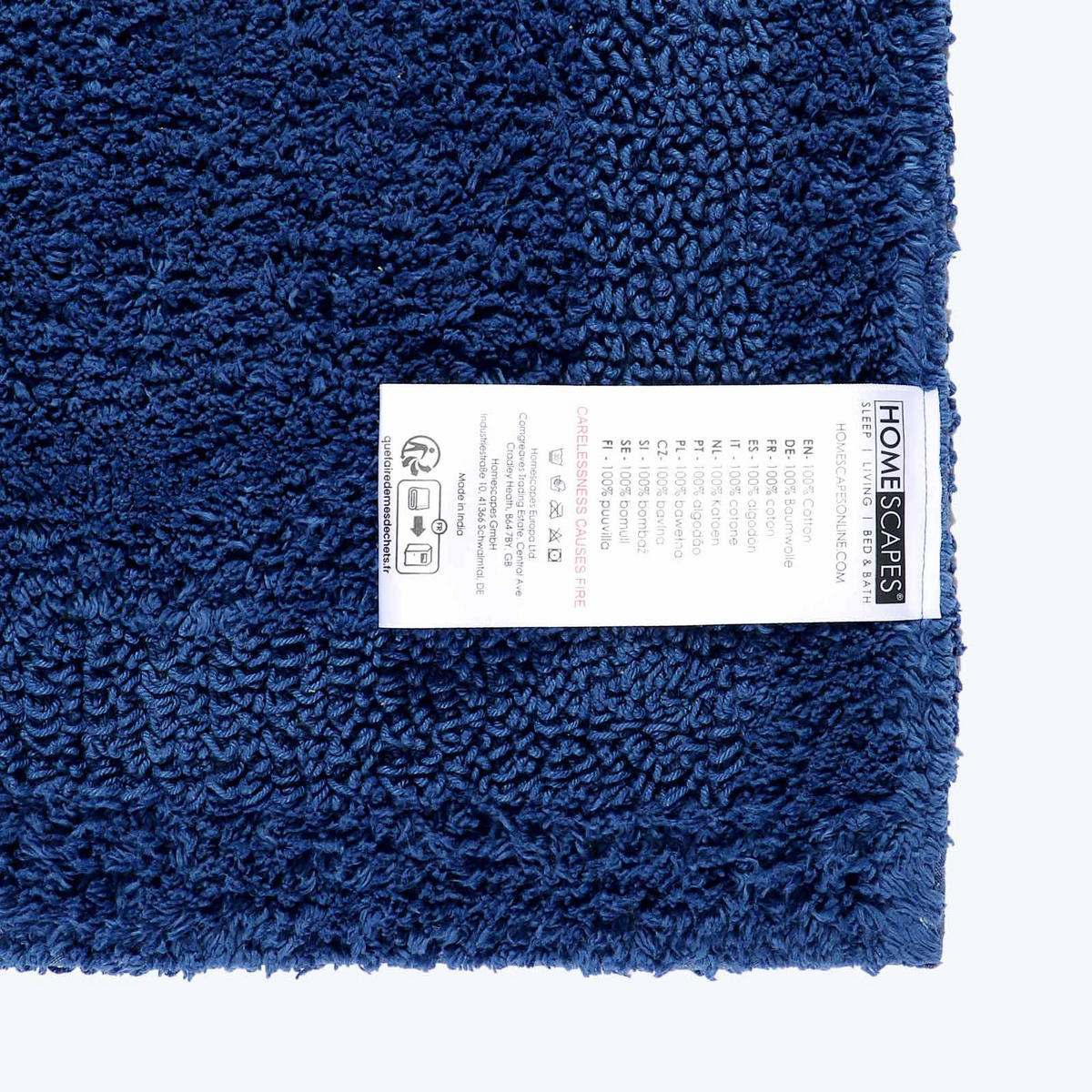 BADEMATTE halbrund 50/80 cm, 100% Baumwolle, wendbar - Dunkelblau, Textil (50/80cm) - Homescapes