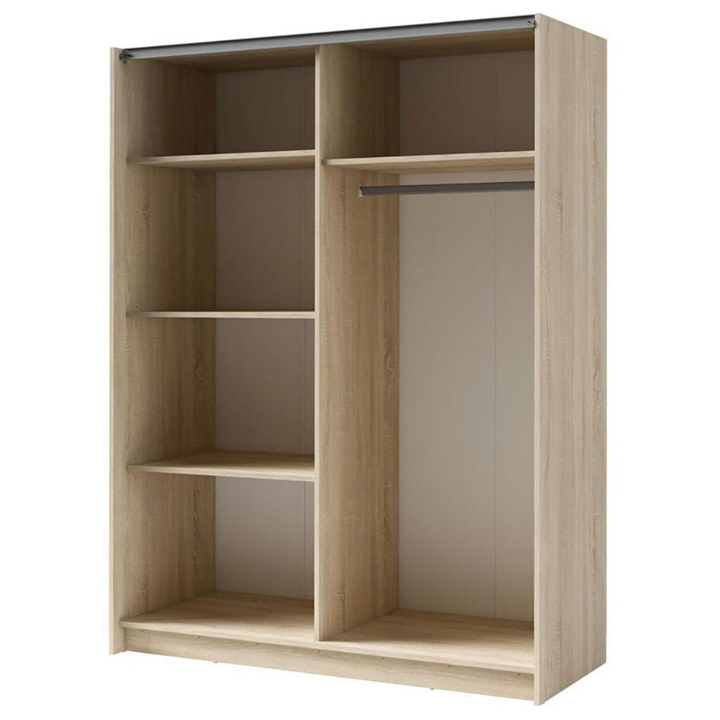 Thumbnail - Feldmann-Wohnen Schwebetürenschrank, Sonoma Eiche, Grau, Holz, 4 Fächer, Rechteckig, 150x198x62 cm, Schlafzimmer, Kleide...