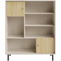 BÜCHERREGAL Monako mit 2 Türen, Beige Sand - Eichefarben/Beige, Holzwerkstoff/Metall (103/125/42cm) - Beautysofa
