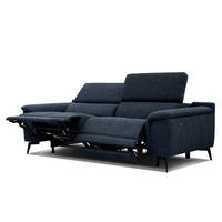 RELAXSOFA FIERO 3-Sitzer mit 2 Relaxfunktionen, dunkelblau - Schwarz/Dunkelblau, Holzwerkstoff/Textil (212/82/103cm) - Courtois Laville