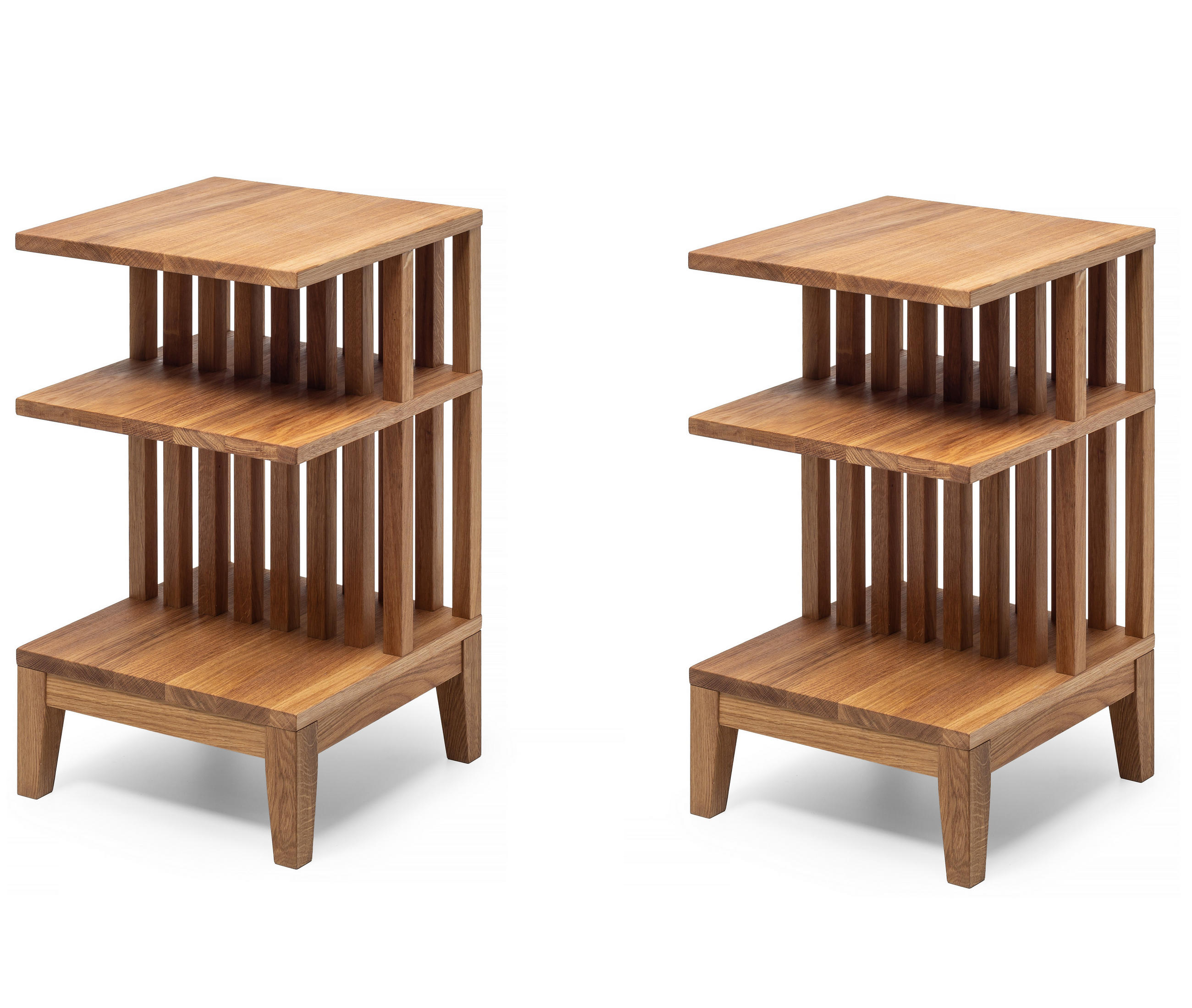 NACHTTISCH Celine 2er Set, Eiche, 37,5/37,5/65 cm - Beige, Holz (37.5/65/37.5cm) - WOODEK
